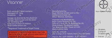 Visanne 2 MG Tablet (14): Uses, Side Effects, Price & Dosage | PharmEasy