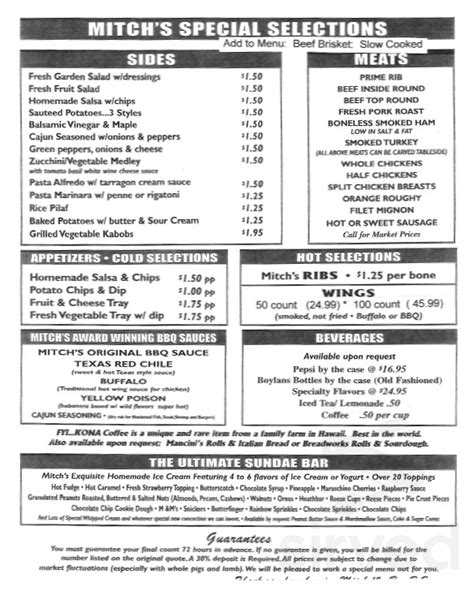 Mitch's Barbeque Restaurant & Catering menu in Warrendale, Pennsylvania ...