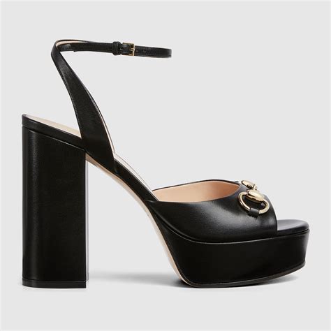Sandales à semelle compensée avec détail Mors pour femme en cuir noir ...