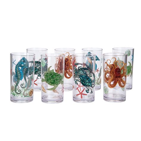 Classic 20-ounce Acrylic Plastic Water Tumblers with Marine Life | Set ...