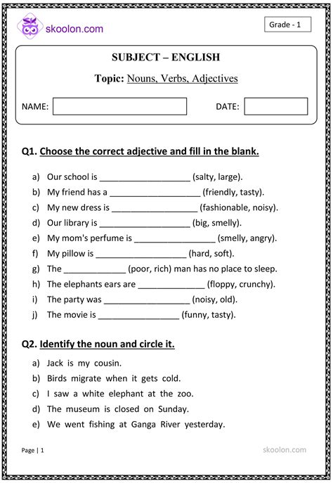 Verbs And Adjectives Worksheets Find The Pieces: Predicate Adjective,