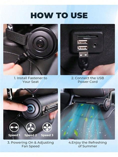 Foryou Car Fans Seat Cooling Fans Blow Cold Air Backseat Car Fans ...