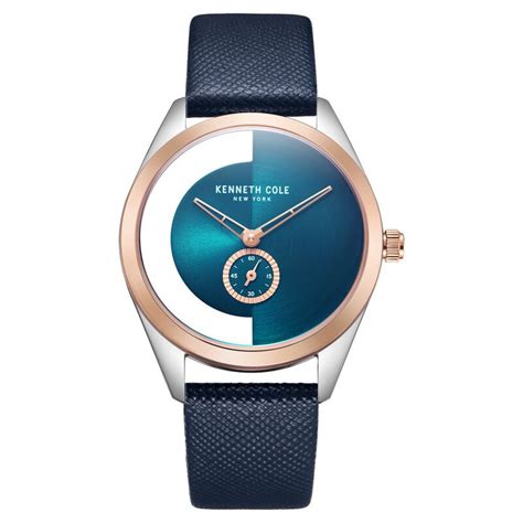 Buy Online Kenneth Cole Quartz Analog Blue Dial Leather Strap Watch for ...