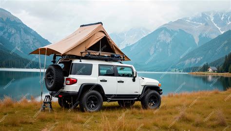 Fj cruiser rooftop tent camping | AI-generated image