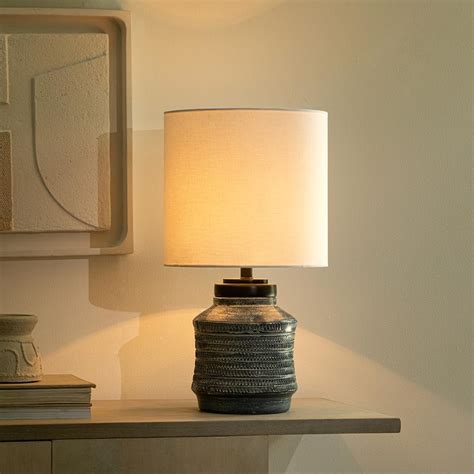 Buy Ellementry Vara Terracotta Textured LED Table Lamp For Bedroom ...
