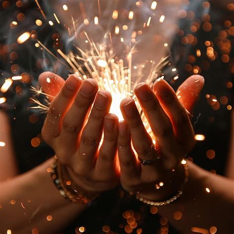 Uma pessoa com uma faísca nas mãos | Foto Premium