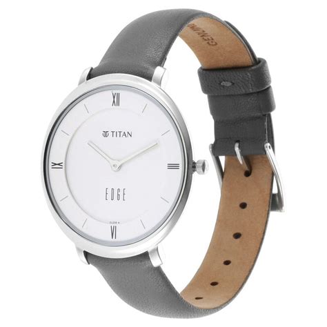 Buy Online Titan Women Edge Black Dial Black Leather Strap Watch ...