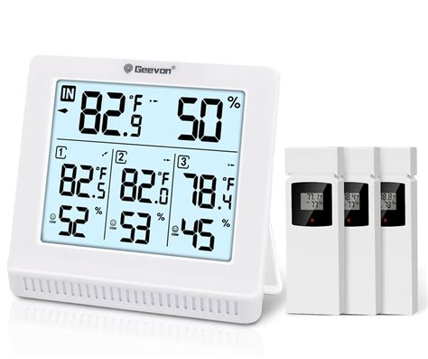 Geevon Indoor Outdoor Thermometer Wireless with 3 Remote Sensors ...