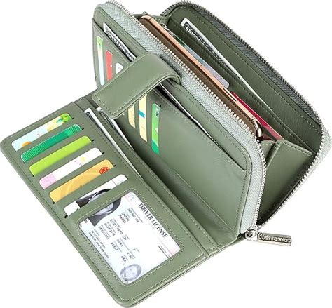 Cynure Women's Long 20 Slots Card Holder Leather Long Zipper Clutch ...