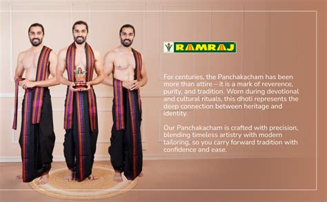 RAMRAJ COTTON traditional panchakacham with angavastram for men(Cream_3 ...