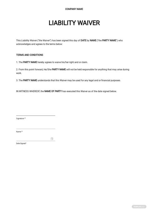 Liability Form Template 的图像结果