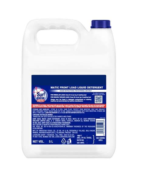 Surf Excel Matic Front Load- Professional Laundry Liquid Detergent 5L ...