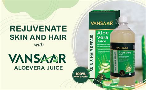 Vansaar Aloe Vera Juice - 1L | For Glowing Skin & Healthy Hair | 100% ...