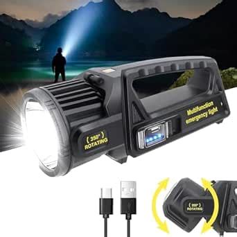 Prakal 1000000 Lumens Hand-Held Spotlight, Nine-Mode Rechargeable LED ...