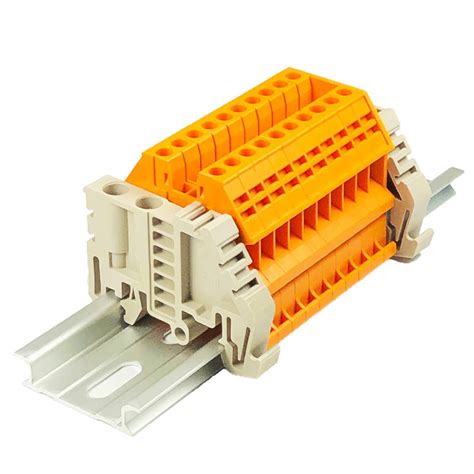 ICI Dinkle Assembly DK2.5N-OR 10 Gang Box Connector DIN Rail Terminal ...
