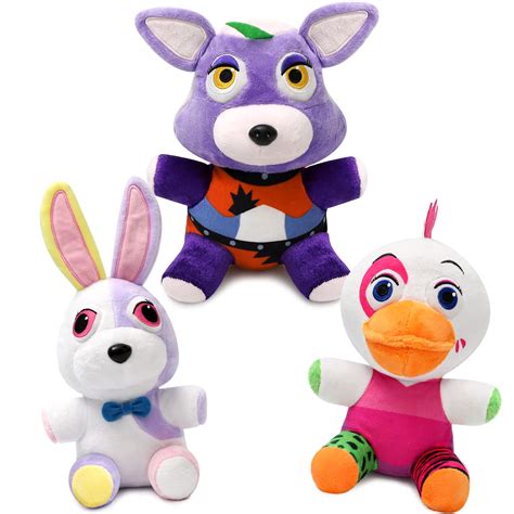 Buy Maikerry 3PCS FNAF Plushies Set: Vannie Roxanne Wolf Glamrock Chica ...