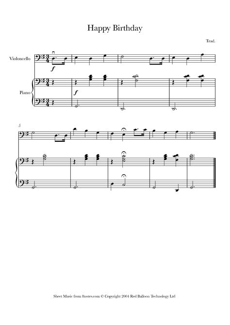 Happy Birthday Sheet music for Cello - 8notes.com