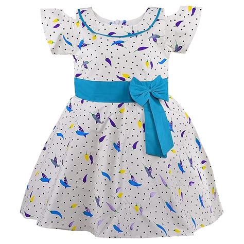 Girls Cotton Polka Dot Printed Frock with Bow Waist Belt – Wish Karo