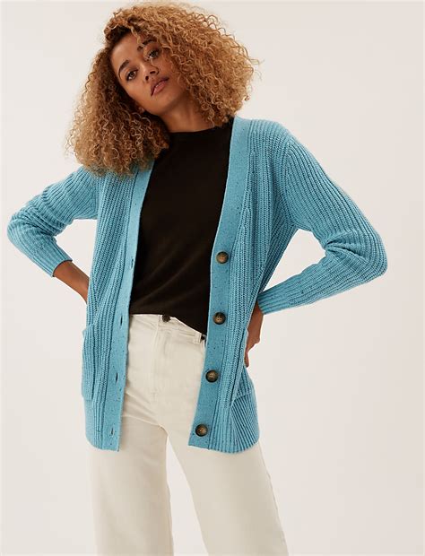 Buy Cotton Rich Ribbed Longline Cardigan at Marks & Spencer