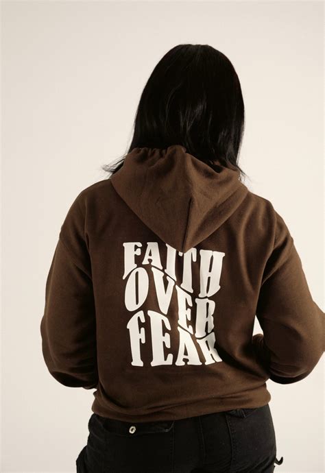 FAITH OVER FEAR HOODIE | CHOCOLATE / WHITE – Holy Religion