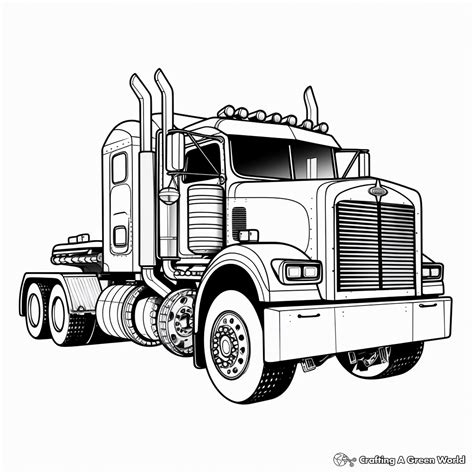 Semi Truck With Trailer Coloring Page