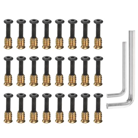 24Sets M6 x 25mm Furniture Screw Threaded Inserts for Wood, M6 x 15mm ...