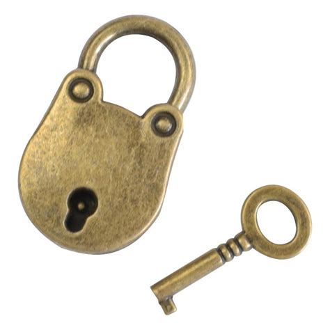 DEKORACYJNA KŁÓDKA| STYL VINTAGE| Z KLUCZEM| 3,8 x 2,5 x 1 cm | BRĄZ ...