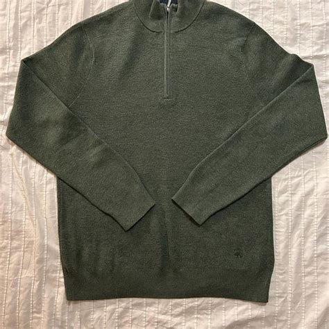 Green Brooks Brothers quarter-zip sweater 90%... - Depop