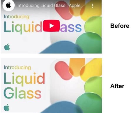 Из-за кнопки "play" на Ютубе Liquid Glass от Apple превратилось в ...