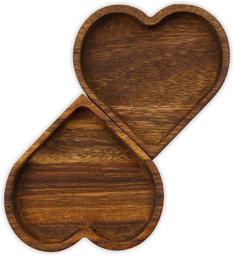 Amazon.com | 2 PCS Small Heart Shaped Wooden Tray,Walnut Wood Heart Serving Platters Organizer ...