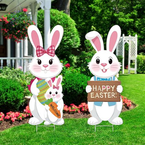 Amazon.com : SZJZYWJS Easter Yard Decorations Outdoor 2Pcs Easter Bunny ...