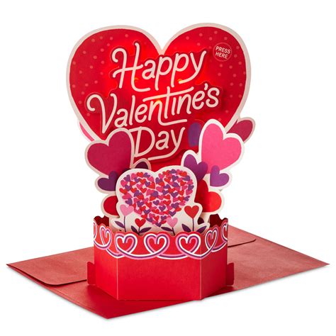 Hearts Musical 3D Pop-Up Valentine's Day Card With Light - Greeting ...