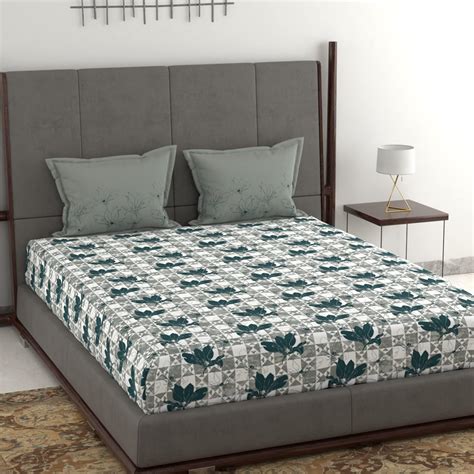 Trident Comfort Living 120 Thread Count 100% Cotton Bedsheet, Queen ...