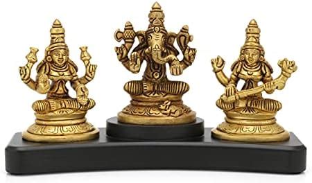 Buy CraftVatika Laxmi Ganesh Saraswati Murti Idol Showpiece Set - Brass ...