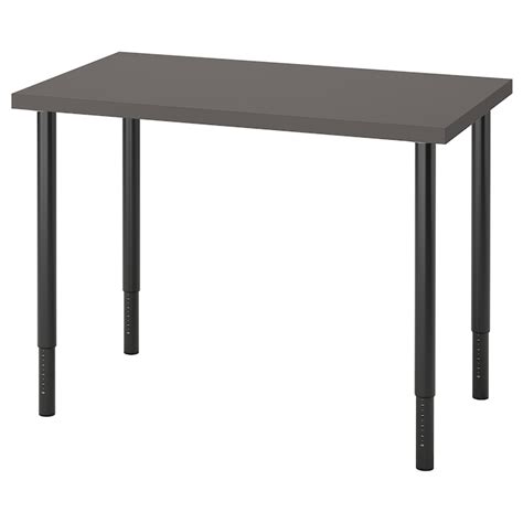 LINNMON / OLOV desk, dark grey/black, 100x60 cm (393/8x235/8") - IKEA