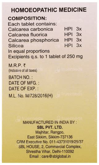 Sbl Homeocal Tablet 25 Gm - Uses, Side Effects, Dosage, Price | Truemeds