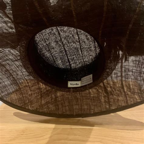 Viyella Black and Cream Strip Hat with Black and... - Depop
