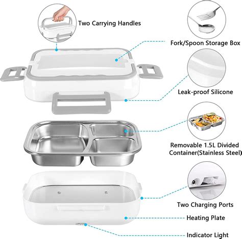 Buy Electric Lunch Box, LiveGo 40W 2 in 1 Large Self Portable Food ...