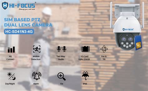 Buy HIFOCUS 4G SIM Based 4MP Dual Lens Outdoor 10x PTZ Security Camera ...