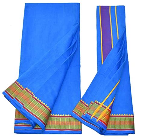TUNI MANI Men's Panchakacham Dhoti with Angavasthram with Zari Border ...