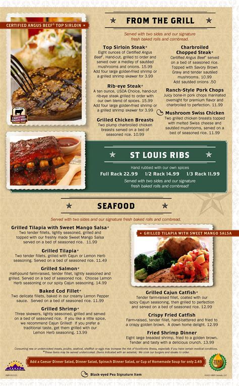 Menu at Black-eyed Pea restaurant, Colorado Springs, 501 Garden of the ...