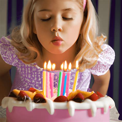 Girl Blowing out Candles on a Cake · Creative Fabrica