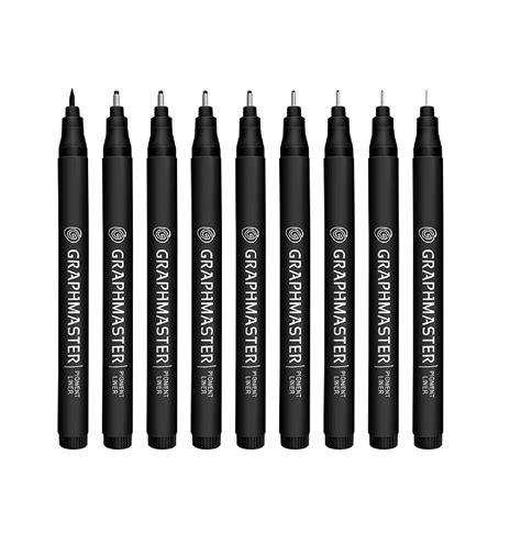 The Art Box Set of Black Pigment Fineliner Ink Micro Fine Point Liner ...