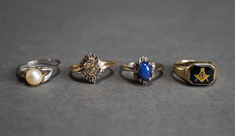 Lot - Four 10-Karat Gold Rings, 7.4 gross dwt