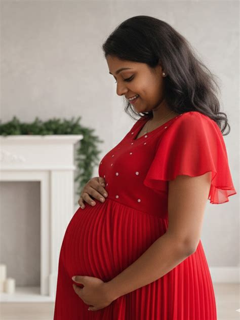 Maternity Midi Dress Festive Red – ZIVAMOMS