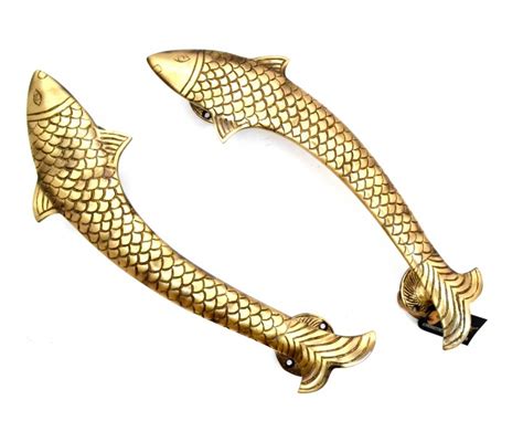 Buy Dolphin Design Door Handle Pair Brass Showpiece Online at Best Price