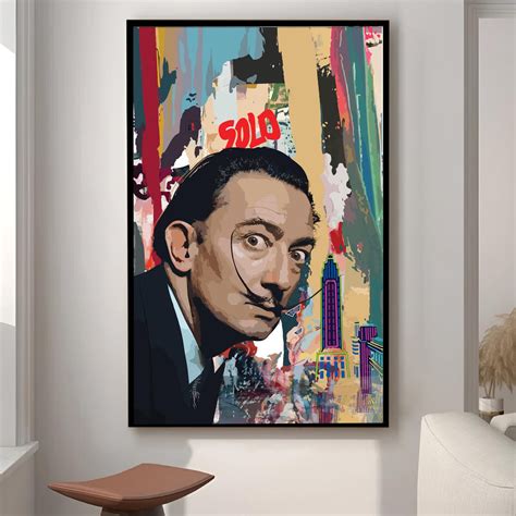 Art Street Framed Canvas Painting Salvador Dali Pop Graffiti Art For W ...