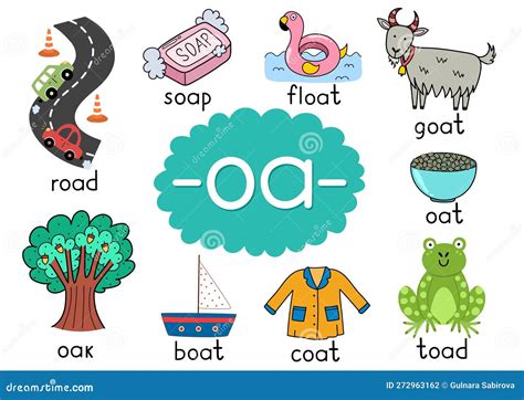 Oa Digraph With Words Educational Poster For Kids. Learning Phonics For ...