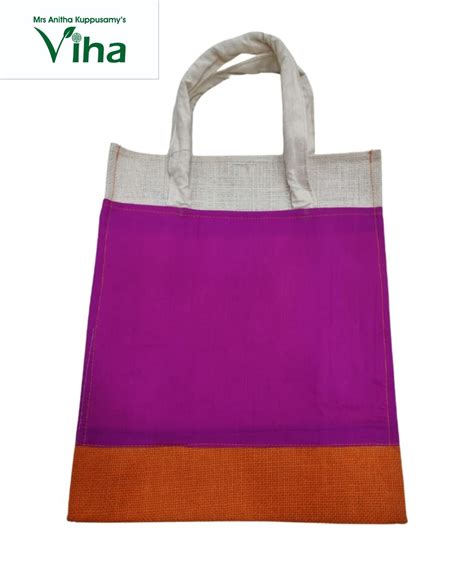 Jute Bag With Silk Design & With Zip – Viha Online
