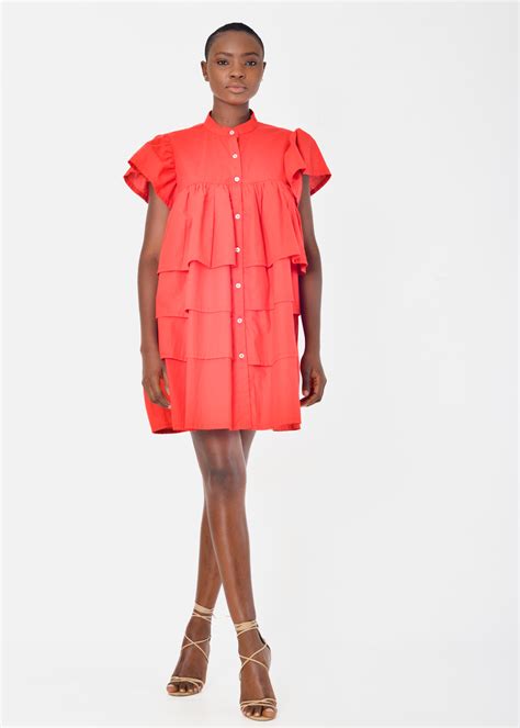 Amelia Wearhouse | Pleated Shirt Dress Red - Rightland